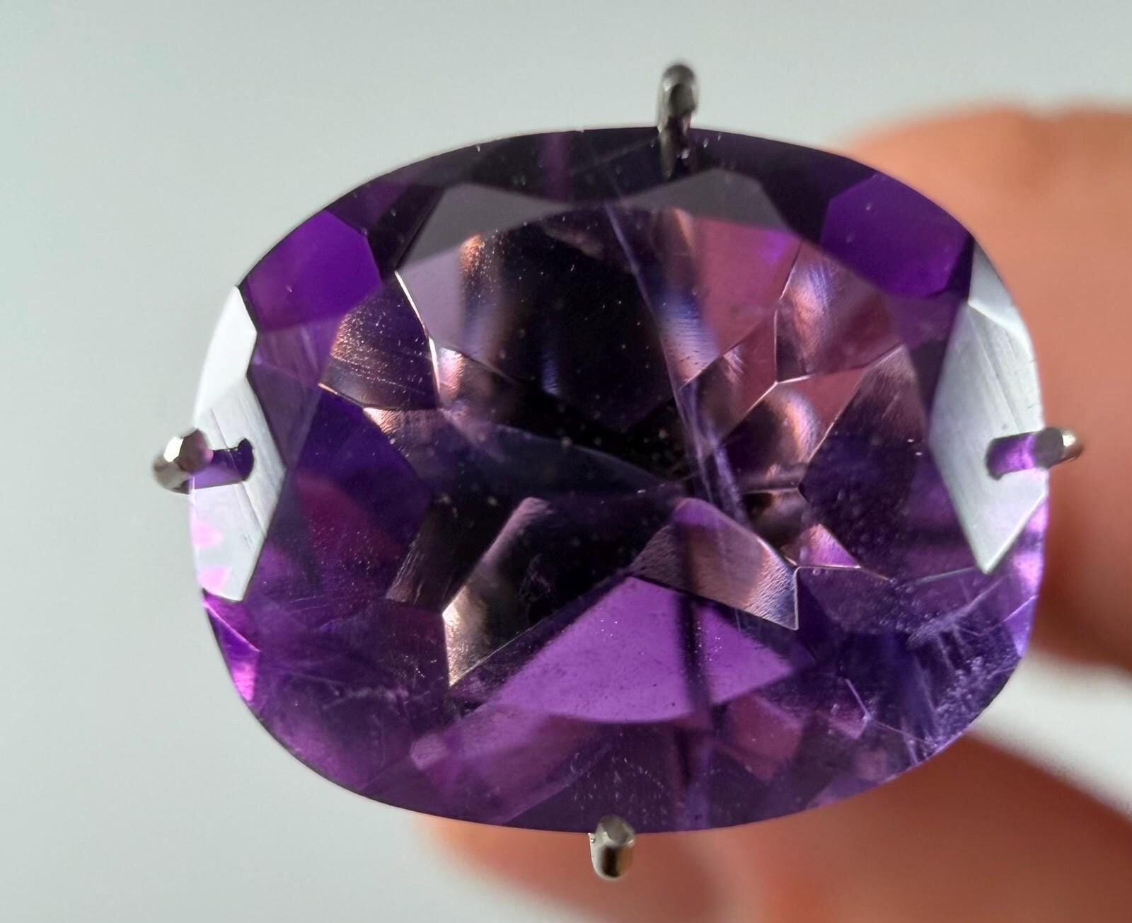 Purple Amethyst 3.84 ct Cushion Cut Faceted Loose Gemstone, view 2 of 5