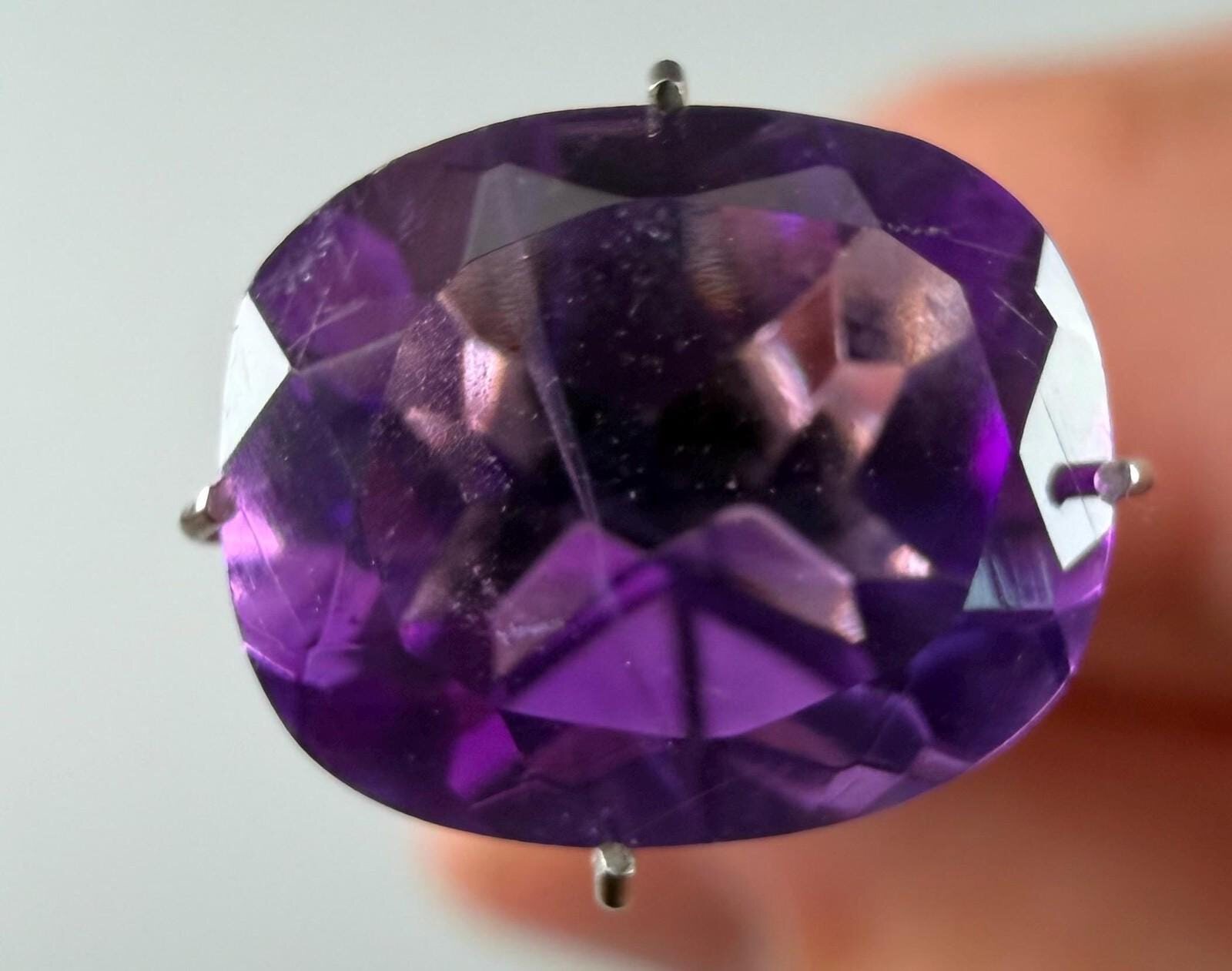 Purple Amethyst 3.84 ct Cushion Cut Faceted Loose Gemstone, view 3 of 5