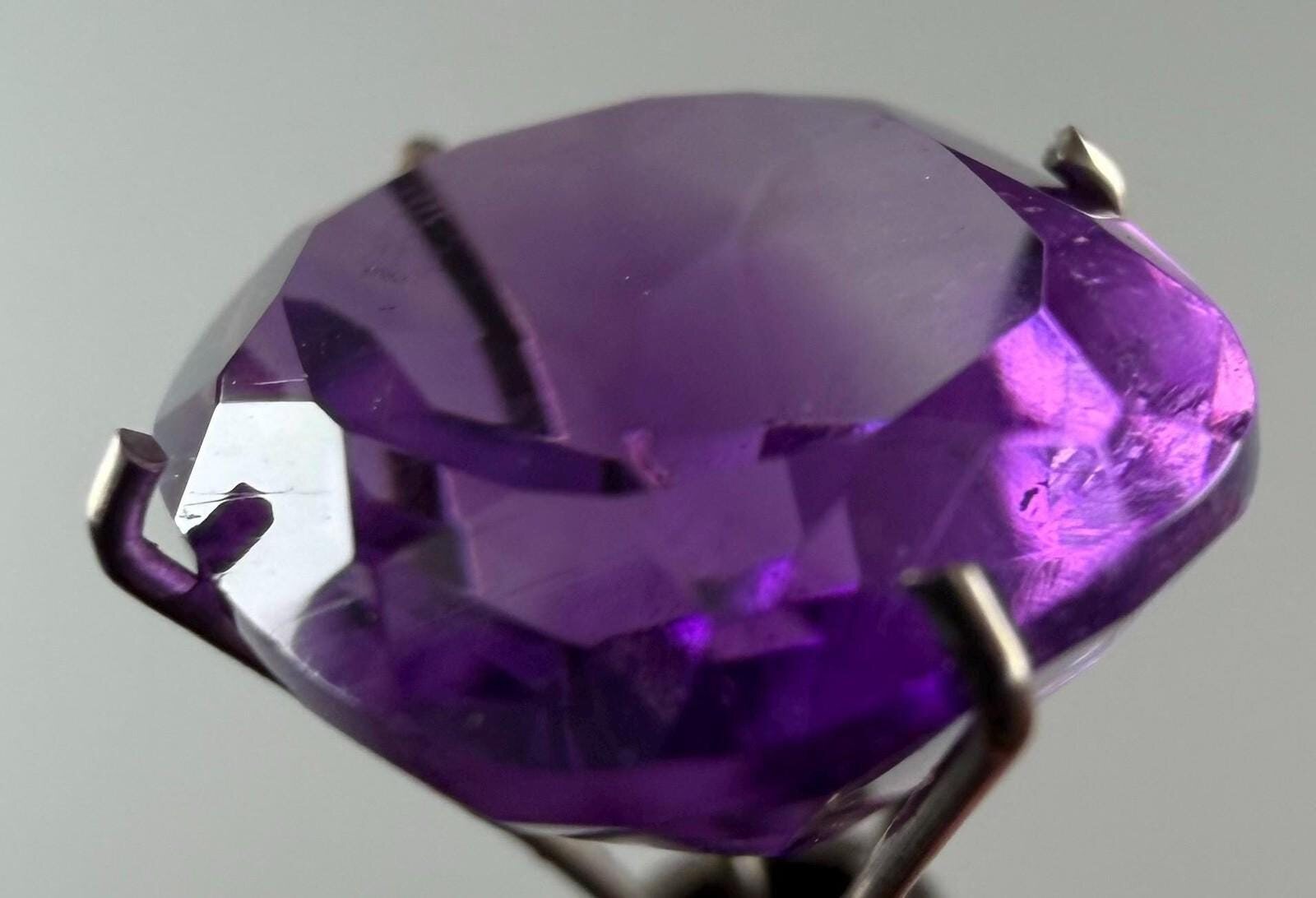 Purple Amethyst 3.84 ct Cushion Cut Faceted Loose Gemstone, view 4 of 5