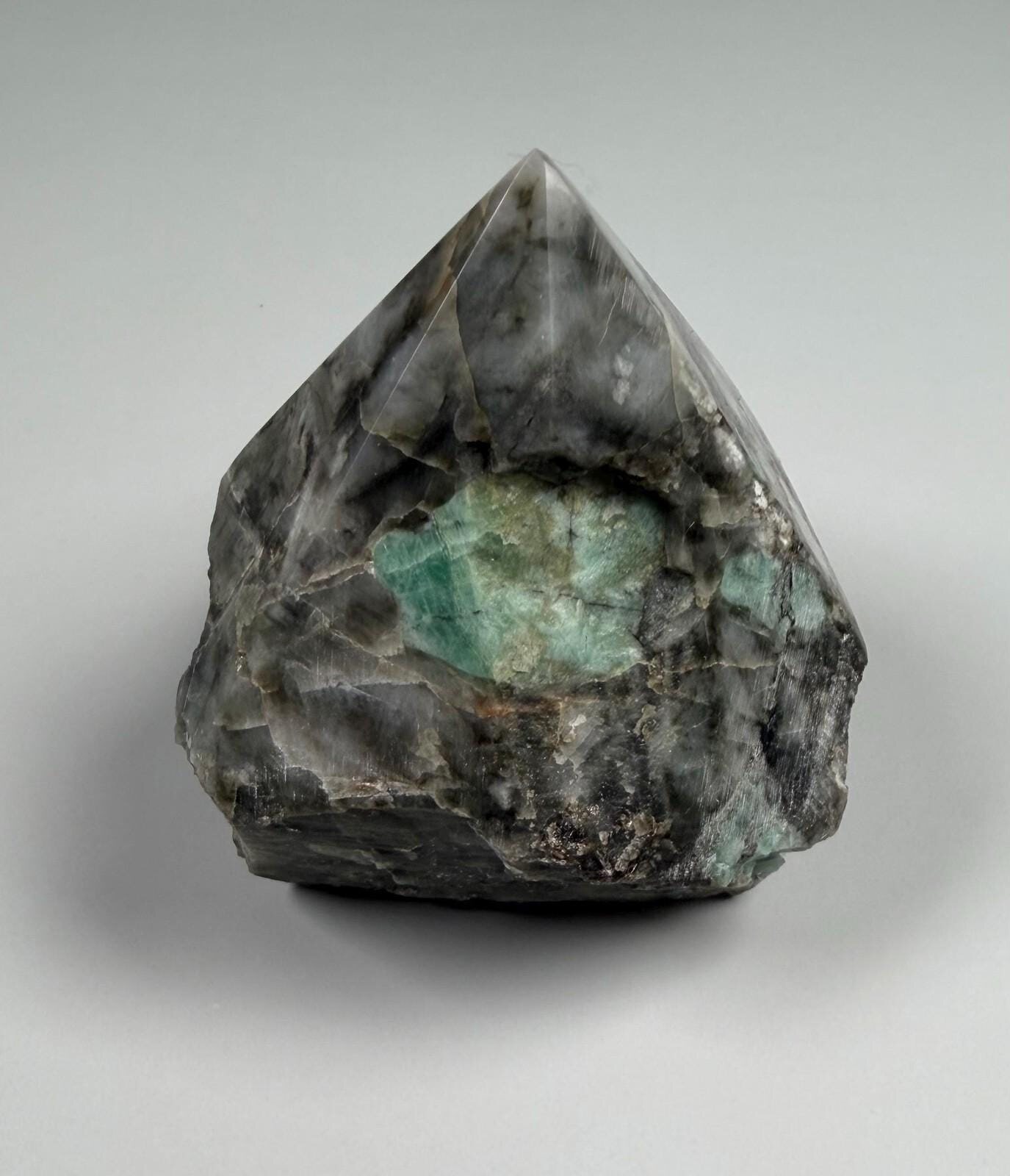 North Carolina Emerald in Matrix 192.7 g Polished Point Mineral Specimen, view 1 of 4