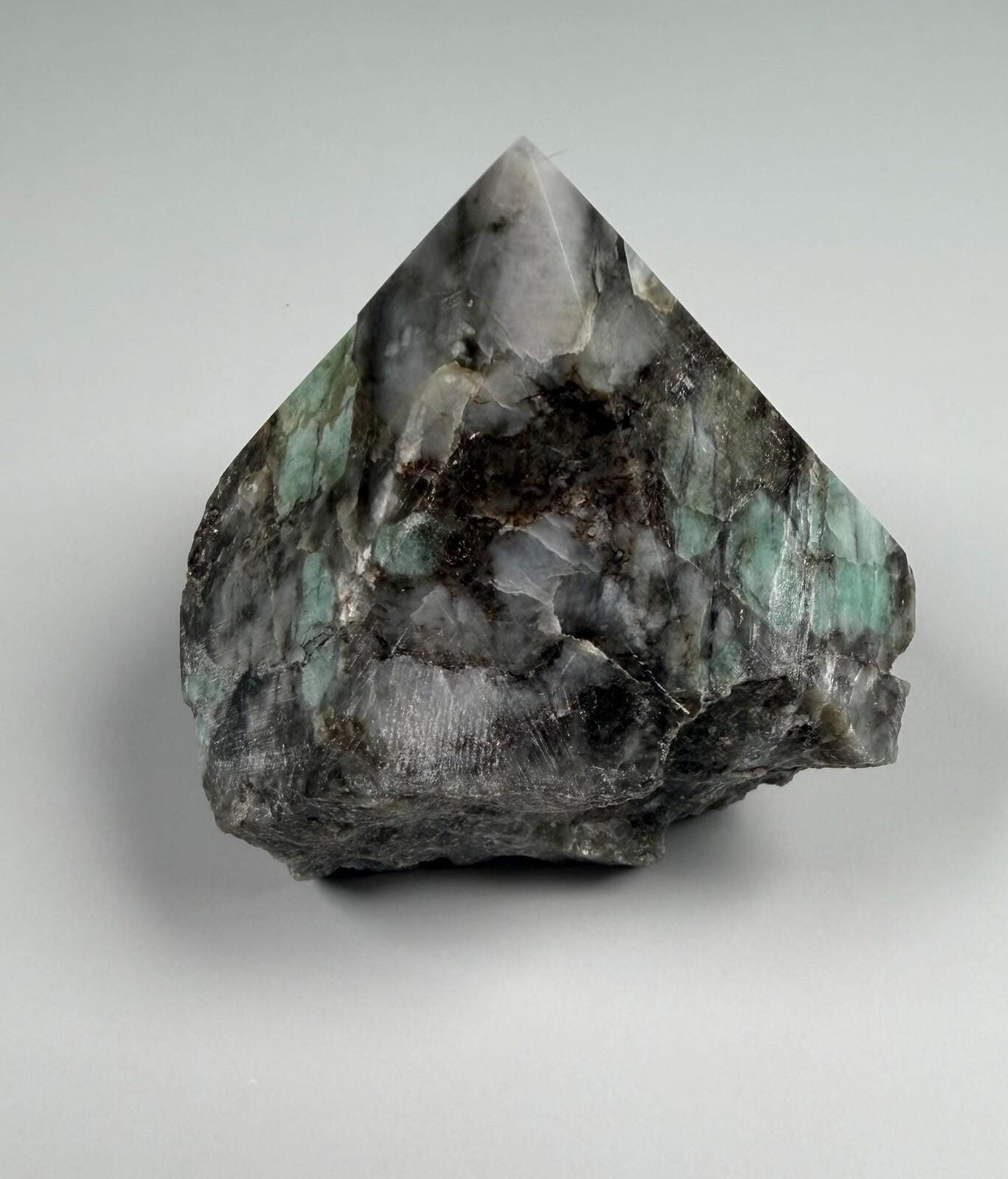 North Carolina Emerald in Matrix 192.7 g Polished Point Mineral Specimen, view 3 of 4