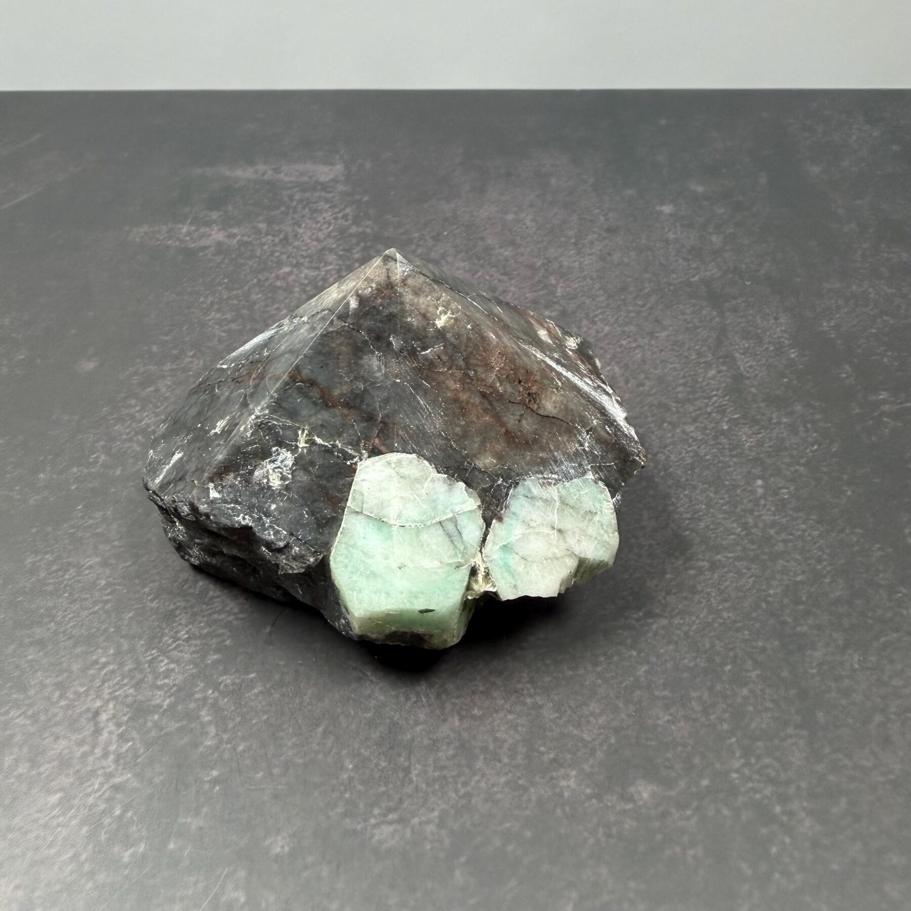 North Carolina Emerald in Matrix 146 g Polished Point Mineral Specimen, view 1 of 4