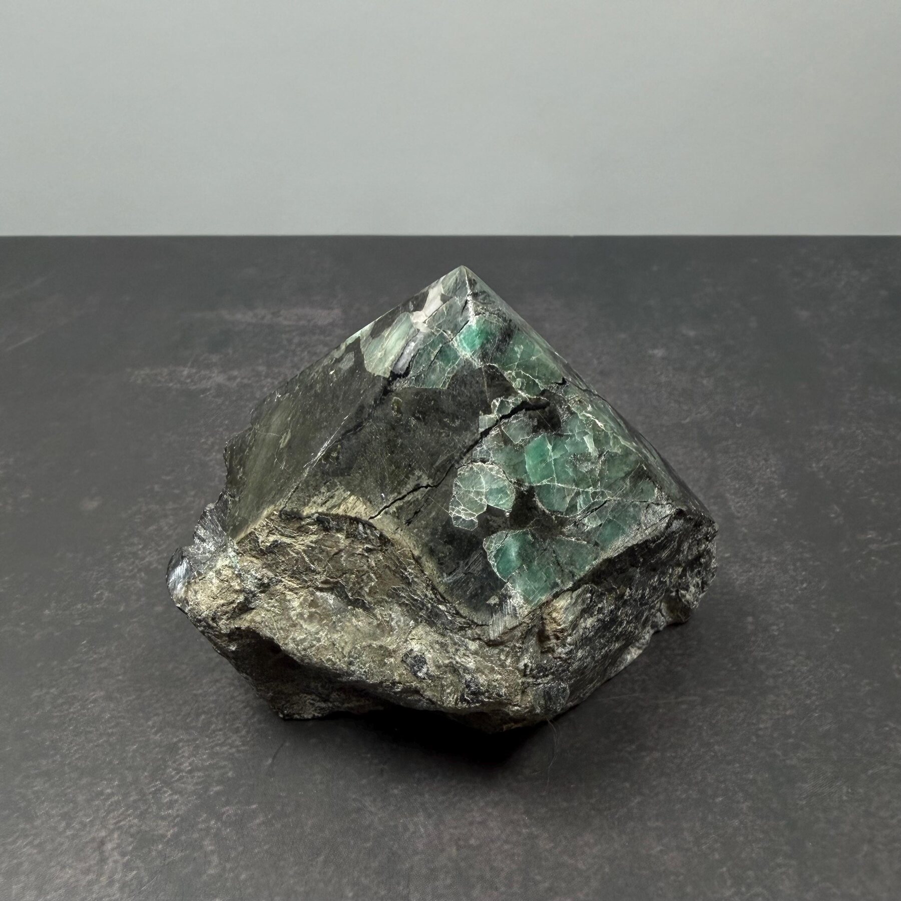 North Carolina Emerald in Matrix 225 g Polished Point Mineral Specimen, view 3 of 4