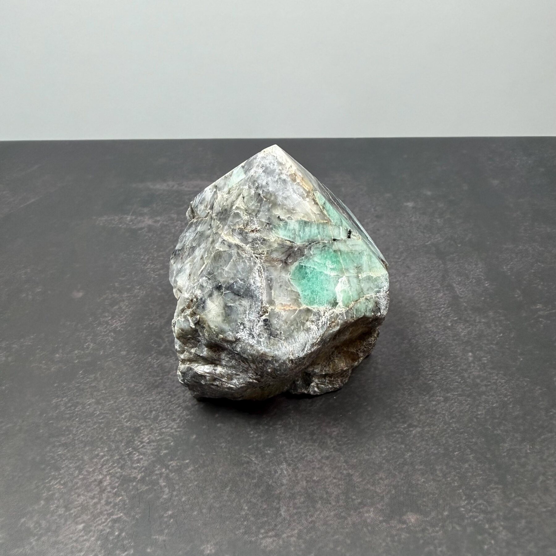 North Carolina Emerald in Matrix 215 g Polished Point Mineral Specimen, view 2 of 3
