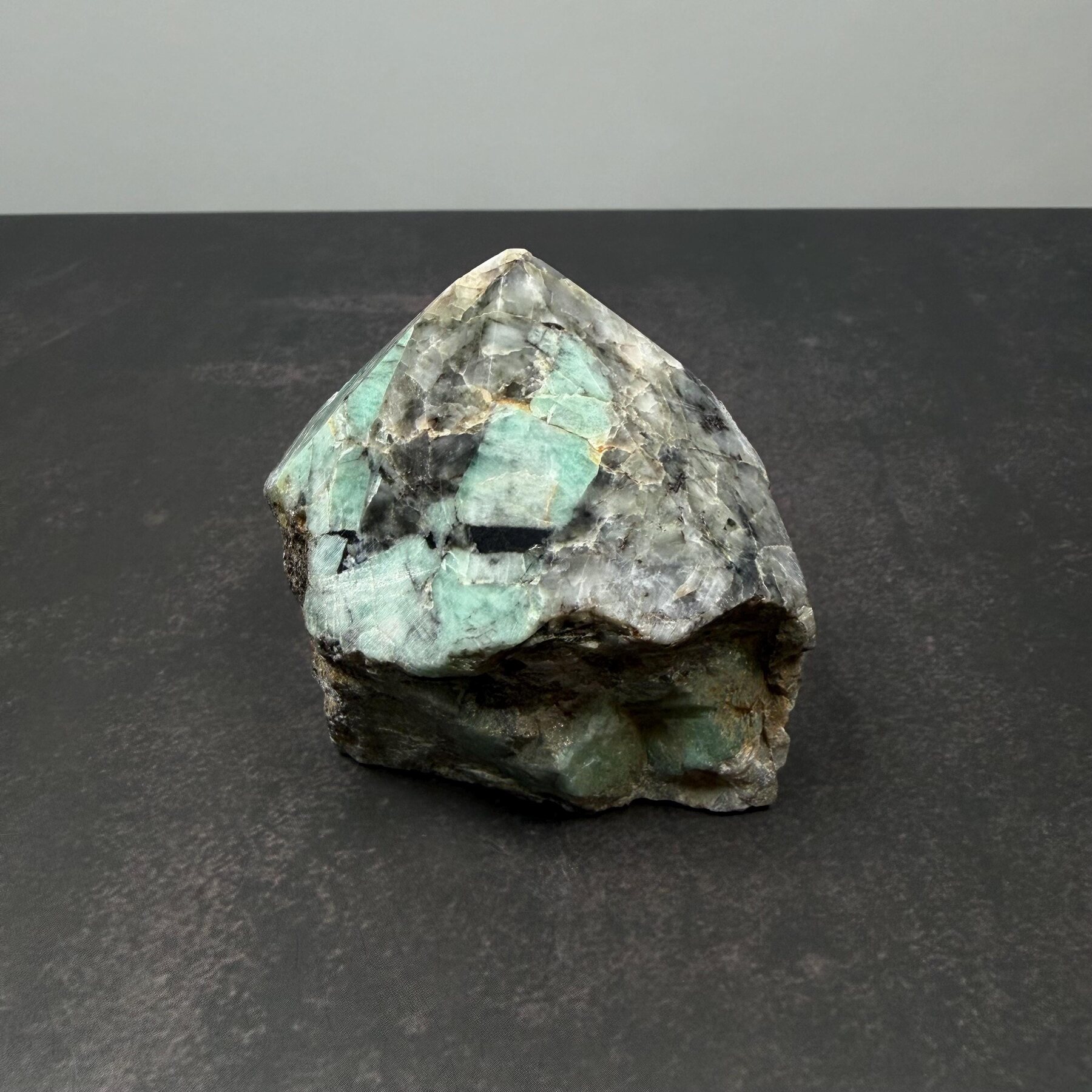 North Carolina Emerald in Matrix 215 g Polished Point Mineral Specimen, view 1 of 3