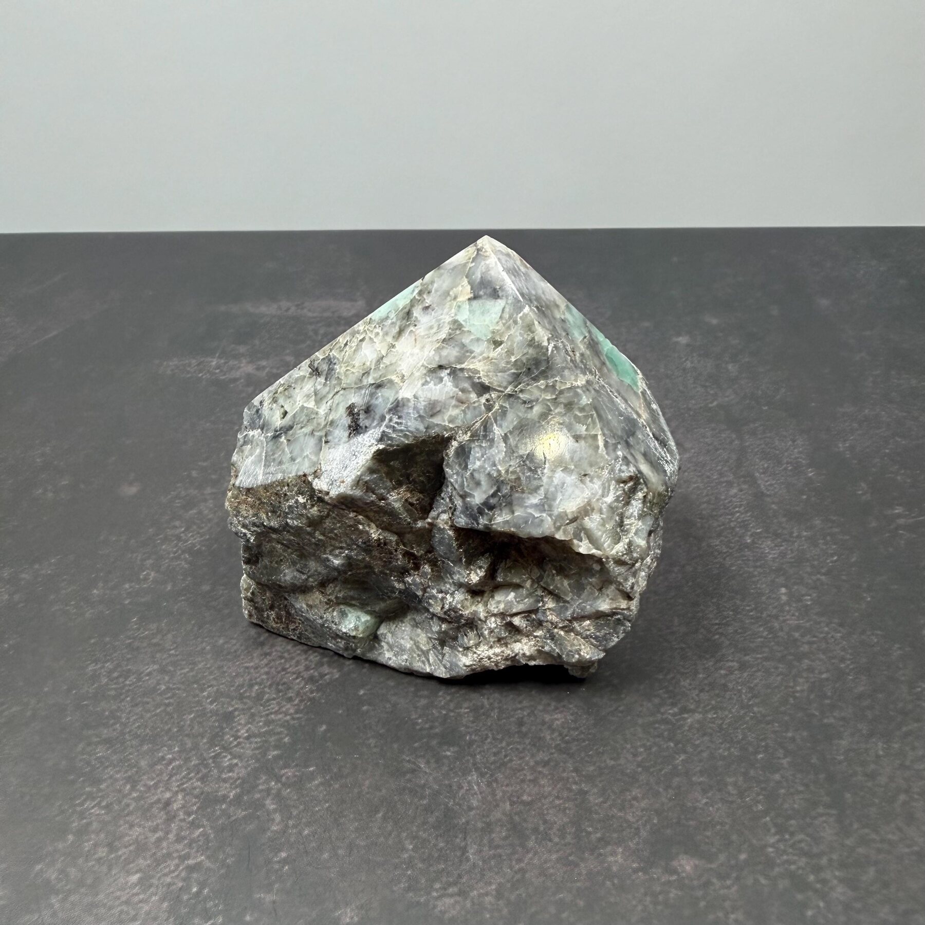 North Carolina Emerald in Matrix 215 g Polished Point Mineral Specimen, view 3 of 3